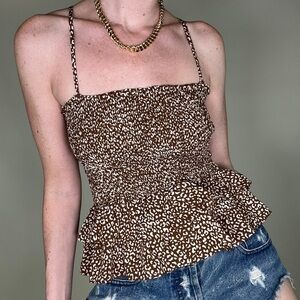 Brown Animal Print Kittenish Tank Top